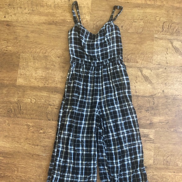 black and white plaid jumpsuit